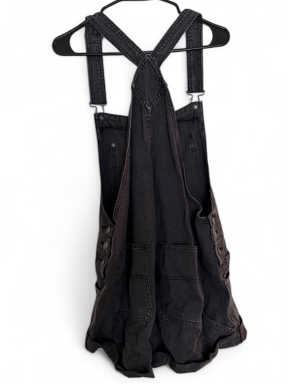 Free People We The Free Ziggy Shortalls Black Denim Overalls M - Picture 6 of 7